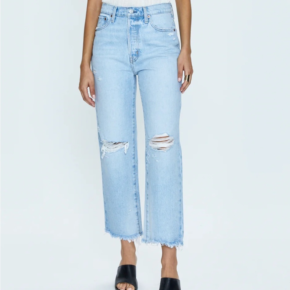 Pistola Cassie High Rise Straight Jean in Daytrip Distressed Sz 26
